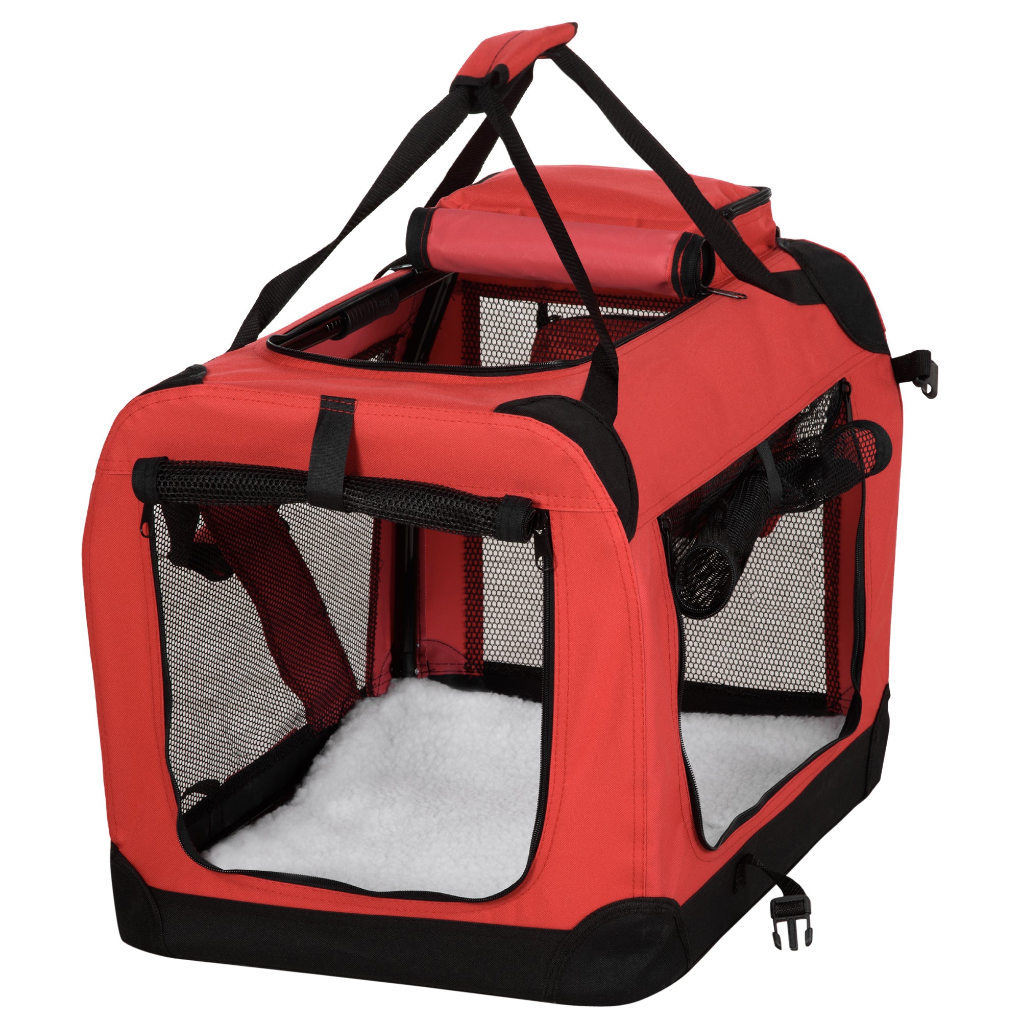 PawHut 60cm Foldable Pet Carrier, Soft Side Pet Travel Crate w/ Mat, R