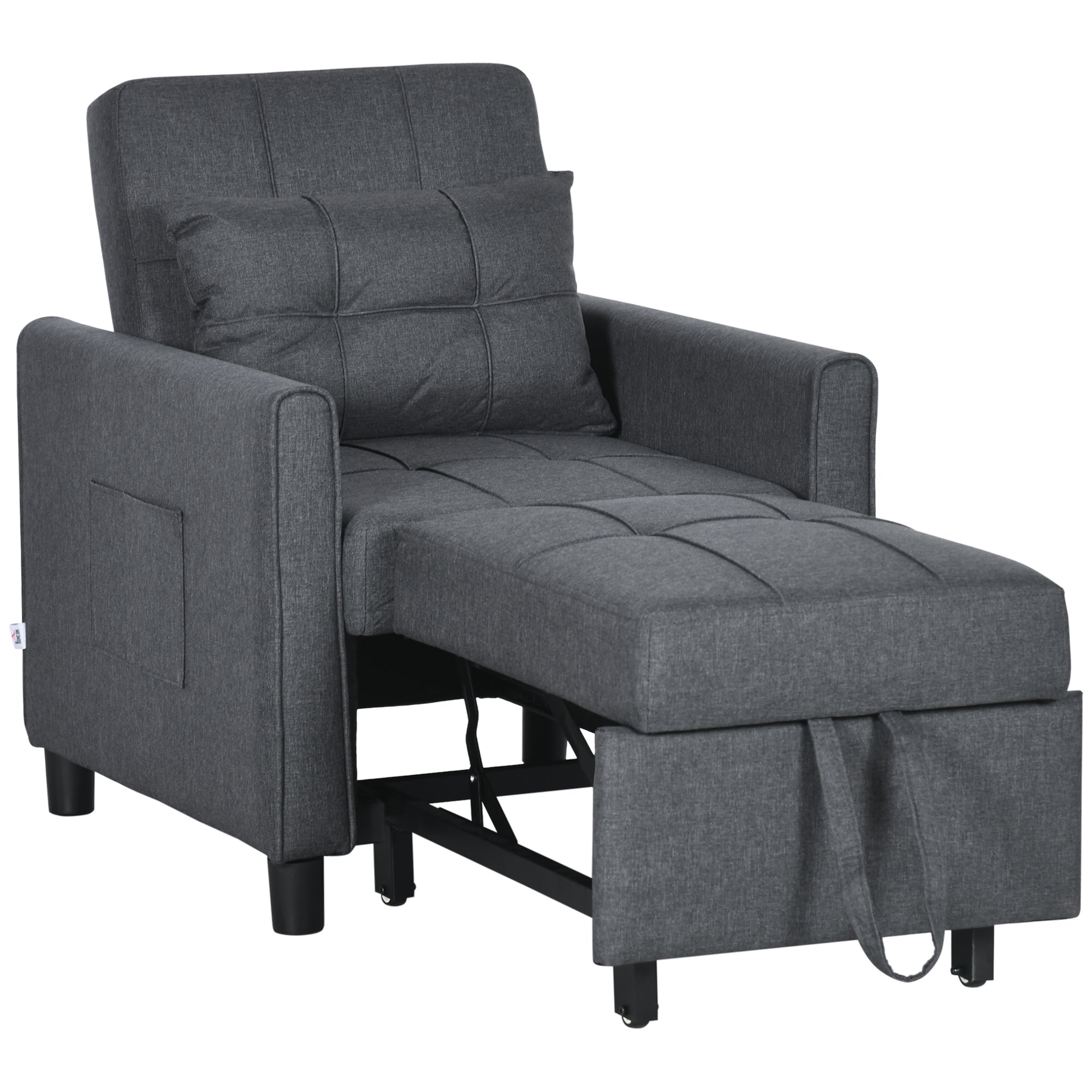 3 In 1 Pull Out Chair Bed, Convertible Sleeper Chair with Adjus