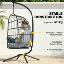 Outsunny Hanging Egg Chair, Outdoor Swing Chair with Stand, Dark/Light Grey