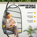 Outsunny Hanging Egg Chair, Outdoor Swing Chair with Stand, Dark/Light Grey