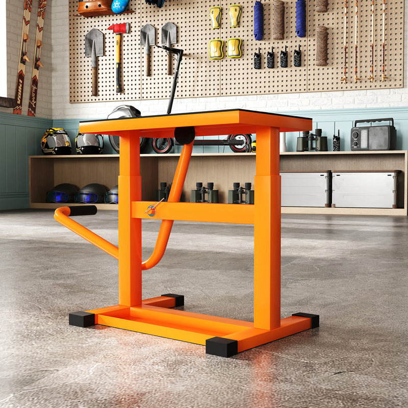 DURHAND 150KG Steel Motorbike Manual Jack Lift Rubber Platform Crank Lift