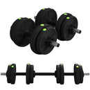 SPORTNOW 15KGS 2-in-1Adjustable Barbell & Dumbbells Set, Black And Green
