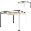 Outsunny Metal Pergola Gazebo Patio Sunshelter Retractable Canopy Cream