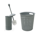 JVL Loop Toilet Brush And Round Open Bin Bathroom Set, Grey