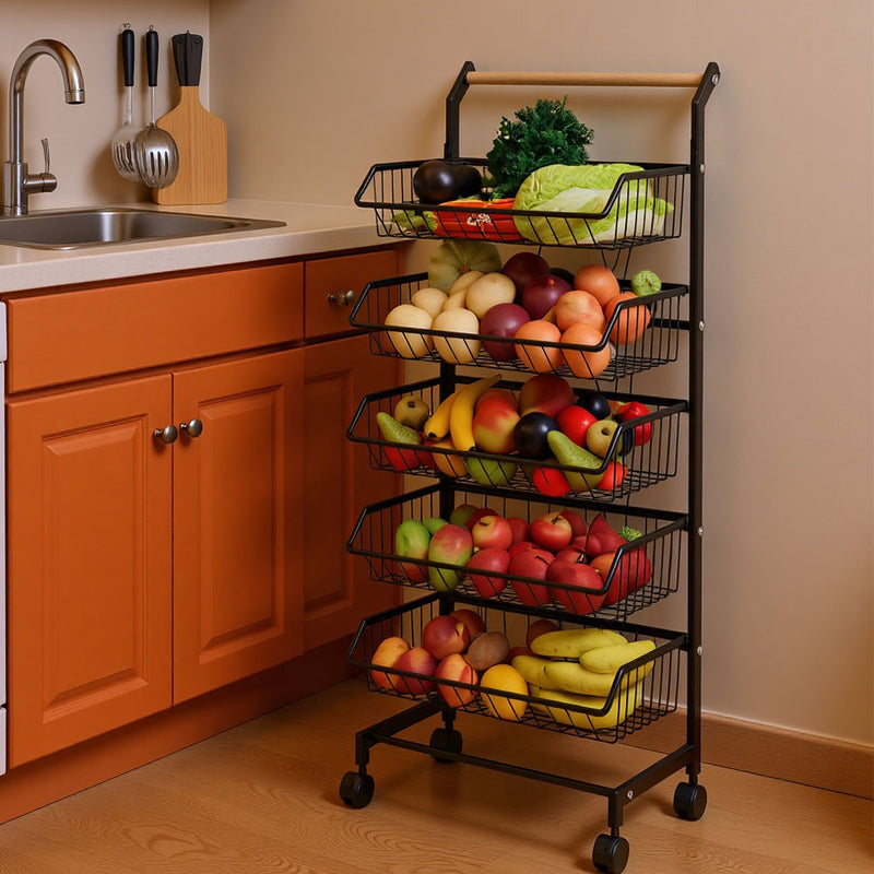 Lifeideas Carbon Steel Kitchen Trolley with Wheels