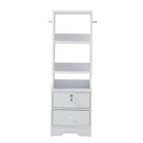 Livingandhome White Slim Storage Shelving Unit with Lockable Drawer