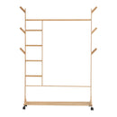Livingandhome Bamboo Clothes Rack with Bottom Shelf Shoe Clothing Organizer