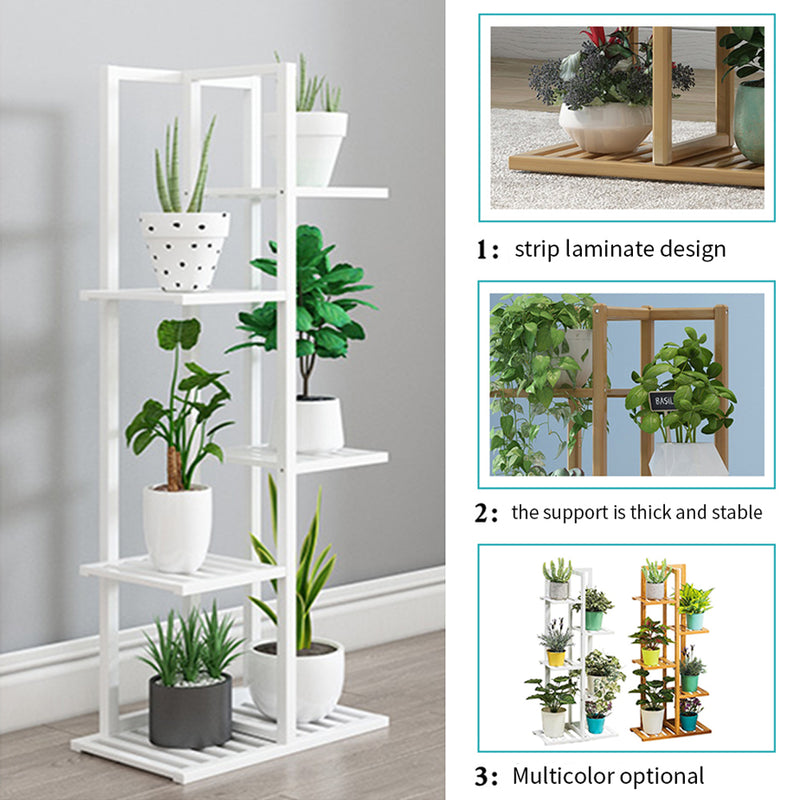 Breeins Rustic Solid Wood Flower Pot Shelf