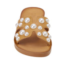 Pearl Embellished Leather Slide Sandals