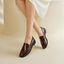Casual Closed Toe Slip-on Penny Loafers With Low Heel - Brown