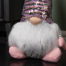 46cm Plush Christmas Bearded Gonk with Pink & Silver Sequined Hat Christmas Decoration