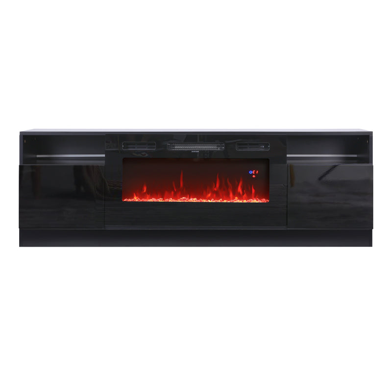 Recessed Electric Fireplace TV Stand with Closed Storage