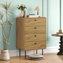 HOMCOM Chest of Drawers with 4 Drawers, Modern Dresser for Bedroom, Oak