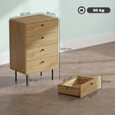 HOMCOM Chest of Drawers with 4 Drawers, Modern Dresser for Bedroom, Oak