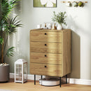 HOMCOM Chest of Drawers with 4 Drawers, Modern Dresser for Bedroom, Oak