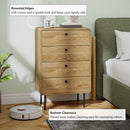 HOMCOM Chest of Drawers with 4 Drawers, Modern Dresser for Bedroom, Oak