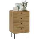 HOMCOM Chest of Drawers with 4 Drawers, Modern Dresser for Bedroom, Oak