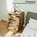 HOMCOM Chest of Drawers with 4 Drawers, Modern Dresser for Bedroom, Oak