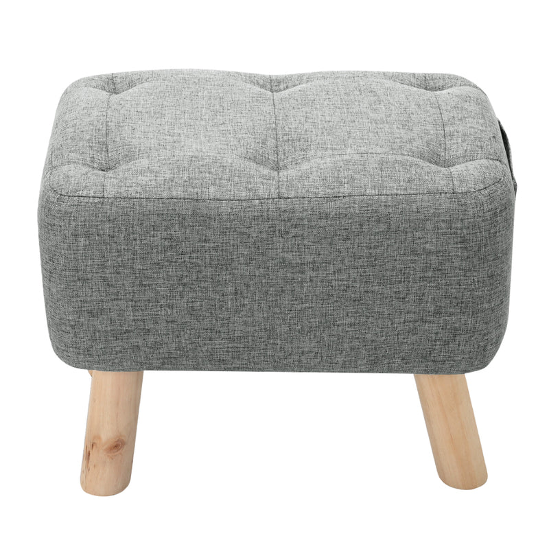 Livingandhome Versatile Linen Ottoman with Storage Pocket