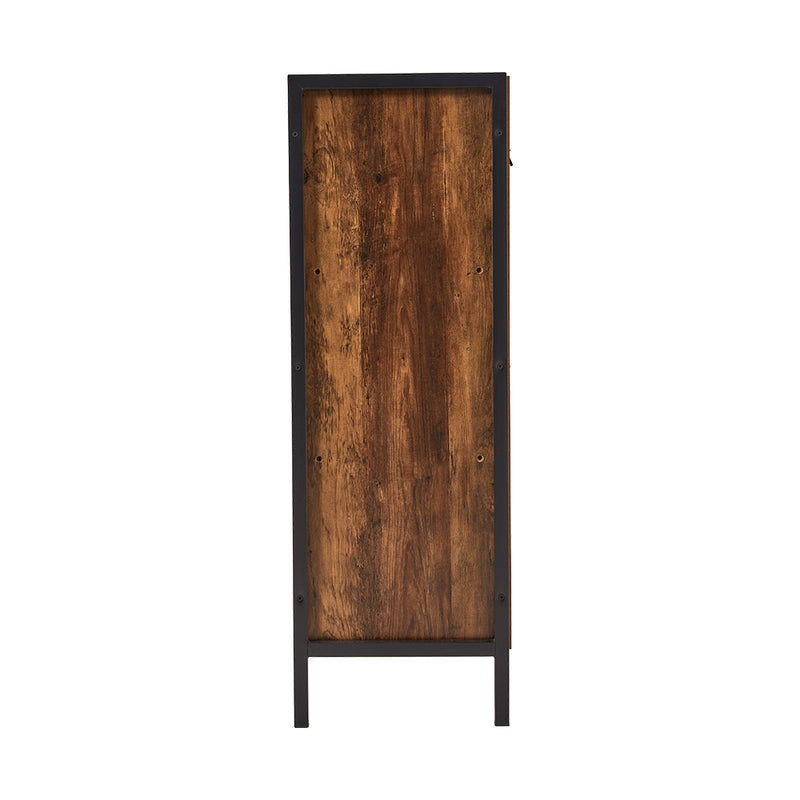 Livingandhome Single-door Storage Cabinet with Metal Frame