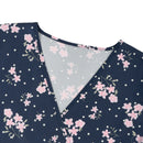 Floral Print V-Neck Short Sleeve Summer Midi Dress With Pockets