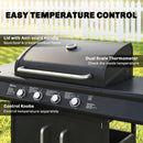 Outsunny Burner Gas BBQ Grill, Gas Barbecue Trolley With Side Table, Black