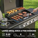 Outsunny Burner Gas BBQ Grill, Gas Barbecue Trolley With Side Table, Black