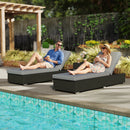 Outsunny Rattan Sun Loungers Set of 2 with Side Table, Dark Grey