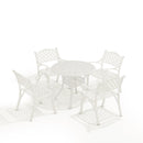 Breeins 5 Piece Cast Aluminium Garden Bistro Set With Cushions - 4 Seater Outdoor Patio Table & Chairs With Parasol Hole - Off White