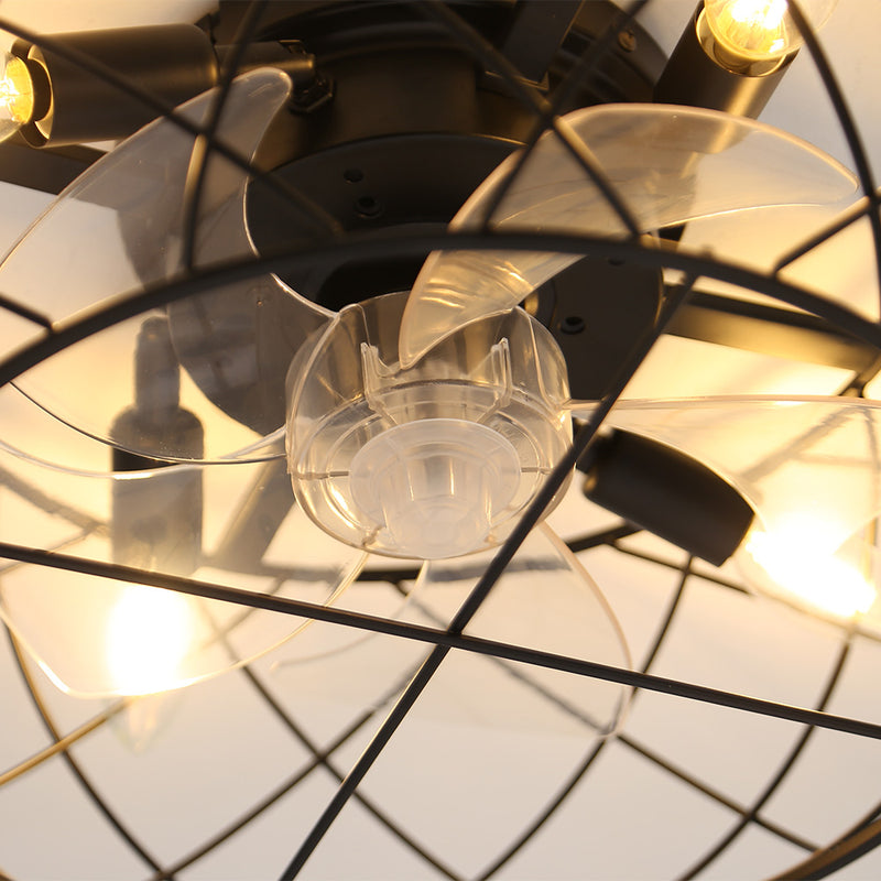 Cottonfy UK Black Cage Ceiling Fan Light