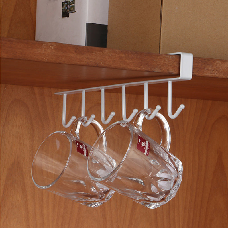 Lifeideas Cups Storage 6 Hooks Kitchen Utensil Hanging Hook Rack Holder Under Cabinet Closet