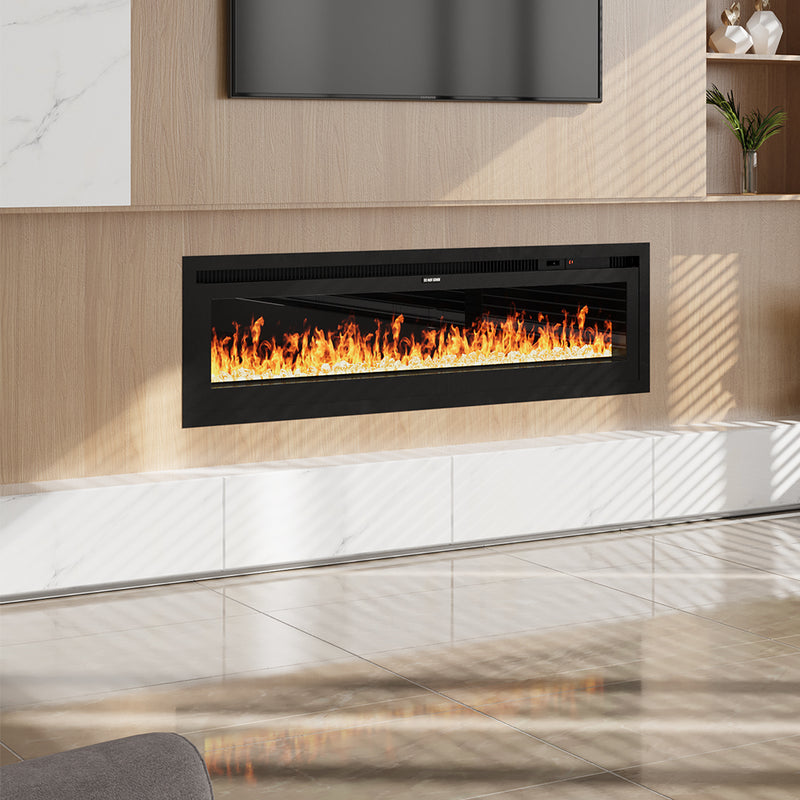 Electrical Fireplace with Remote, 12 Vibrant Flame Colours, Adjustable Heating Modes, and Safety Features