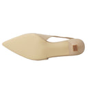 Slingback Pointed Closed Toe Loafer Kitten Heels - Beige