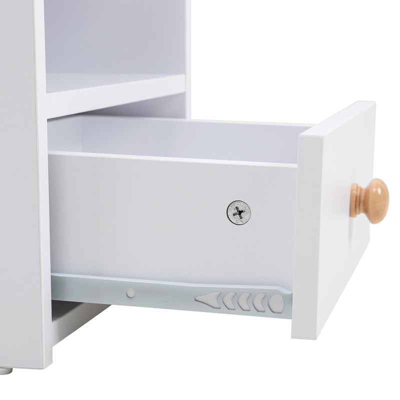 Livingandhome Wooden 1-Drawer Bedside Table Nightstand with a Shelf