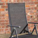 Outdoor Garden Patio Multi Position Reclining Folding Chair in Black and Silver