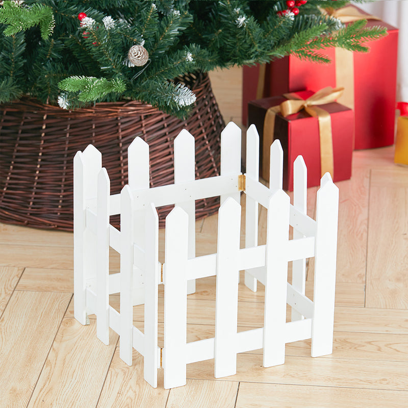 Livingandhome Wooden Christmas Tree Picket Fence for Family Holiday Decoration