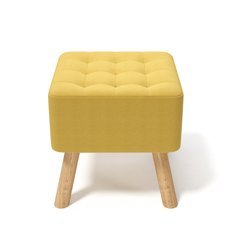 Livingandhome Square Linen Footstool with Pine Legs