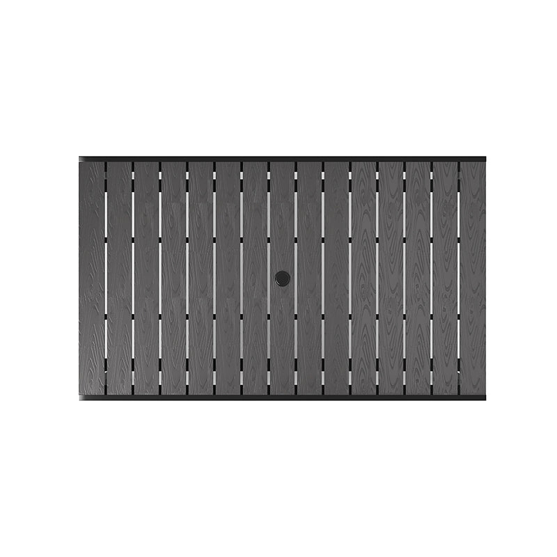 Breeins 150cm Wood Effect Garden Dining Table with Parasol Hole Grey