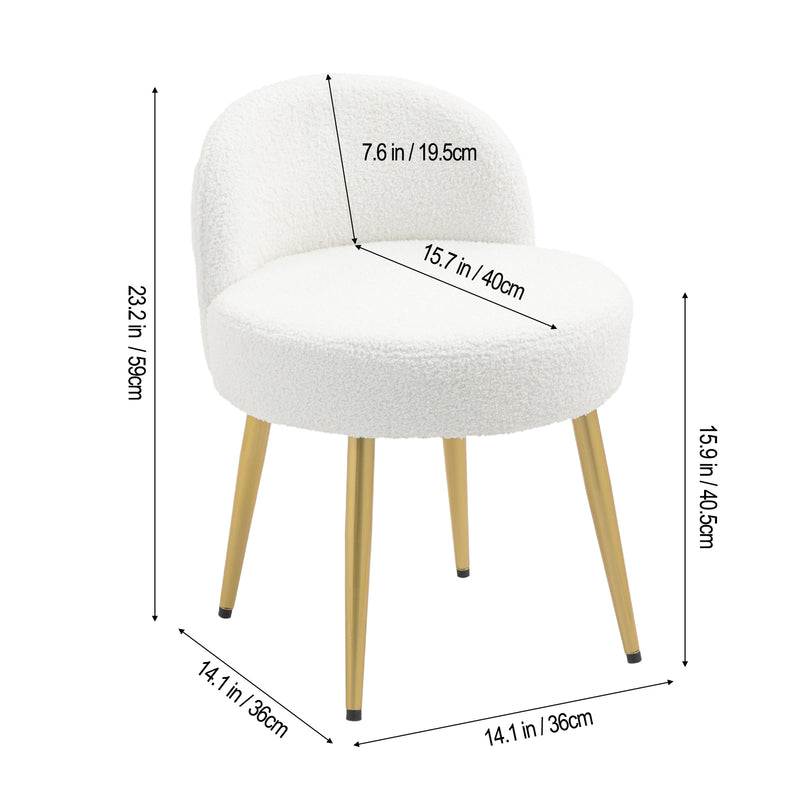 Livingandhome Teddy Fleece Dressing Table Stool with Iron Legs