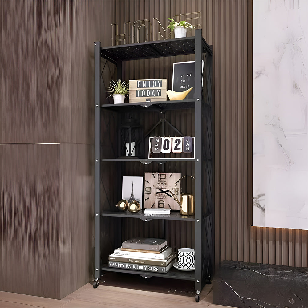 Storage Rack Containers Black Livingandhome Black 5-Tier Metal Storage Rack