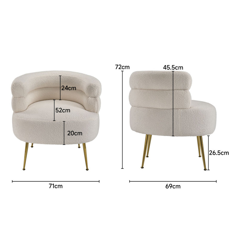 Livingandhome Curved Upholstered Single Sofa Accent Chair