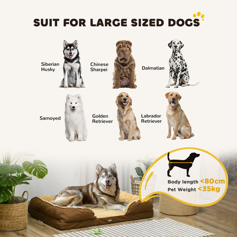 PawHut Dog Bed Calming Pet Bed Dog Mattress For Large Dogs - Charcoal Grey/Brown