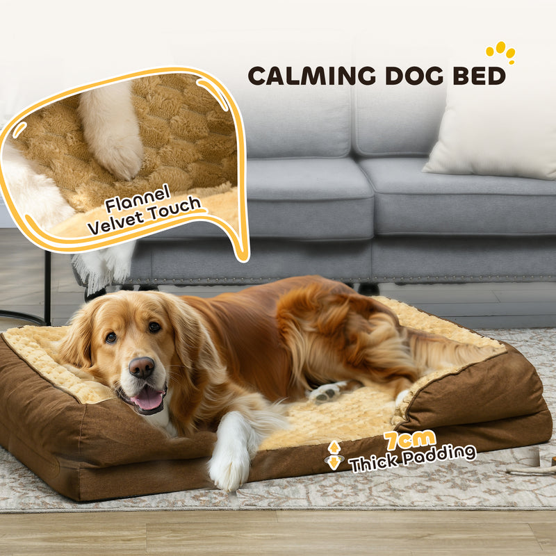 PawHut Dog Bed Calming Pet Bed Dog Mattress For Large Dogs - Charcoal Grey/Brown