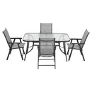 Breeins Outdoor Tempered Glass Coffee Table with 4 Foldable Chairs
