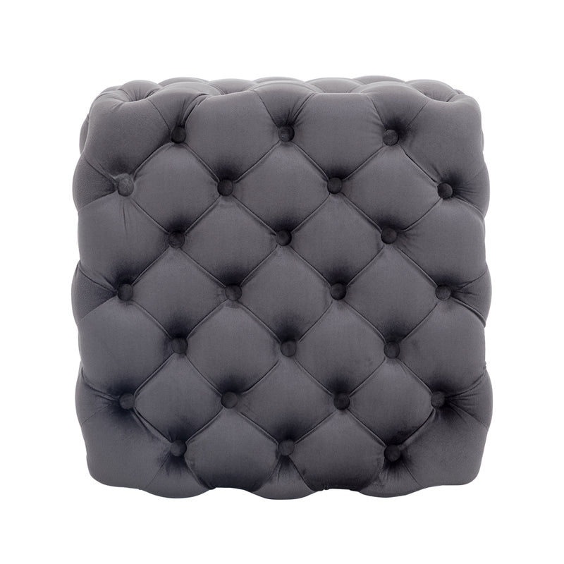 Livingandhome Square Velvet Upholstered Buttoned Footstool