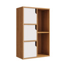 Livingandhome Wooden Bookcase Storage Cabinet with Doors and Open Shelf
