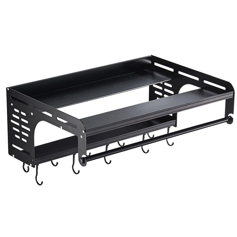 Lifeideas 2-Tier Wall-Mounted Microwave Shelf Spice Rack with 10 Hooks