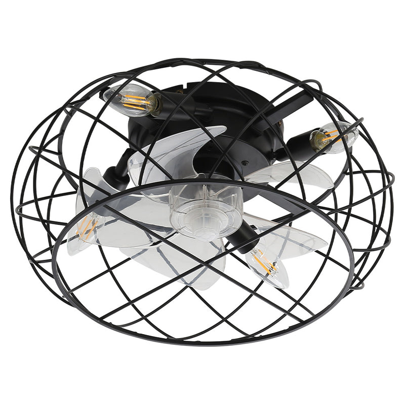 Cottonfy UK Black Cage Ceiling Fan Light