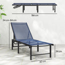 Outsunny Sun Loungers Set of 2, 5-Level Reclining Sunbeds, Dark Blue
