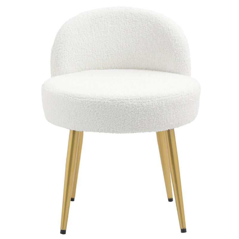 Livingandhome Teddy Fleece Dressing Table Stool with Iron Legs
